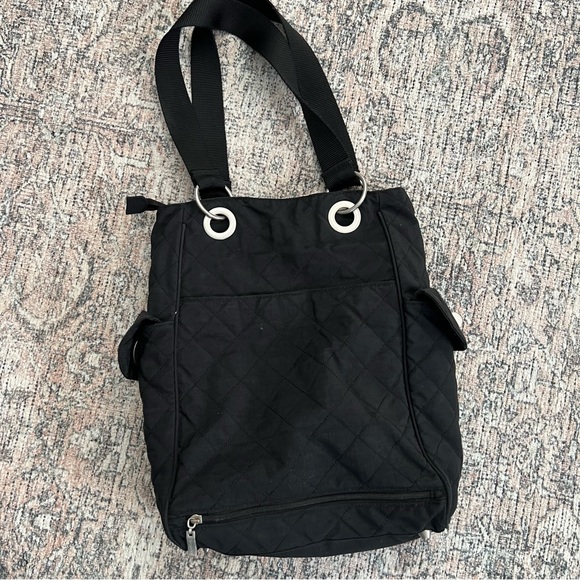 Baggallini Black Quilted Florence Tote Bag travel work pockets - Picture 3 of 15